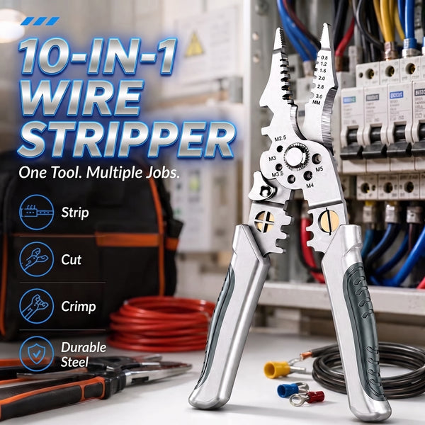 10-in-1 Professional Wire Stripper Pliers – Heavy-Duty Cable Cutter, Crimper & Multi-Function Electrician Tool