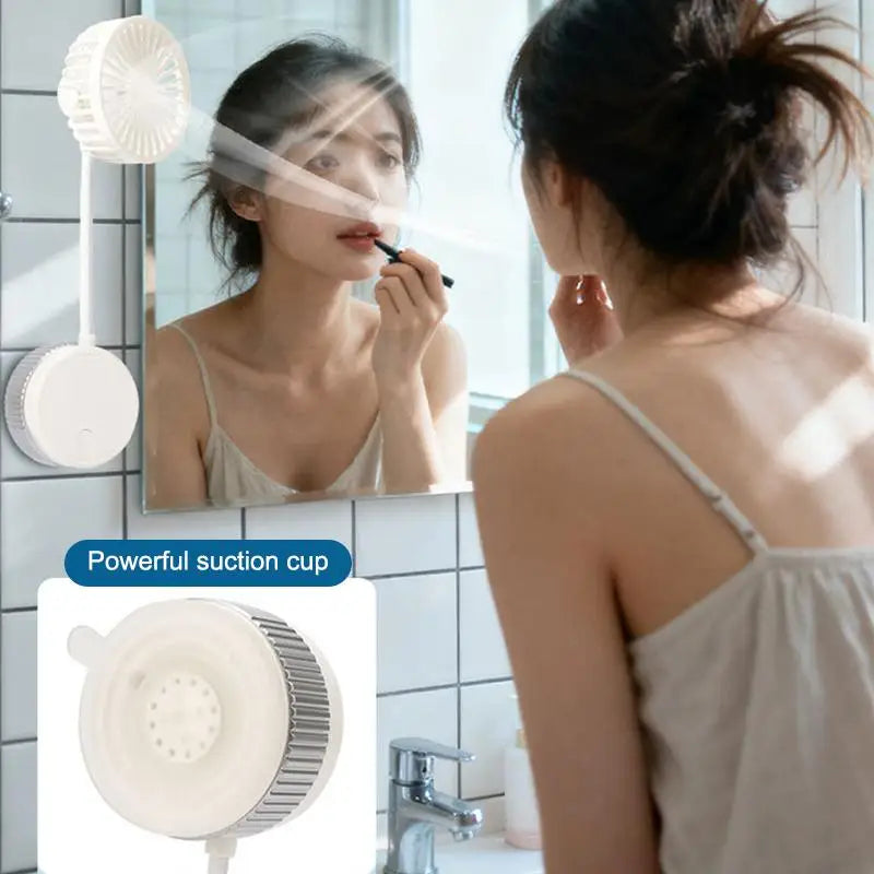 Suction Cup Wall Mounted Rechargeable Fan – 360° Rotating Mini Desk & Wall Fan