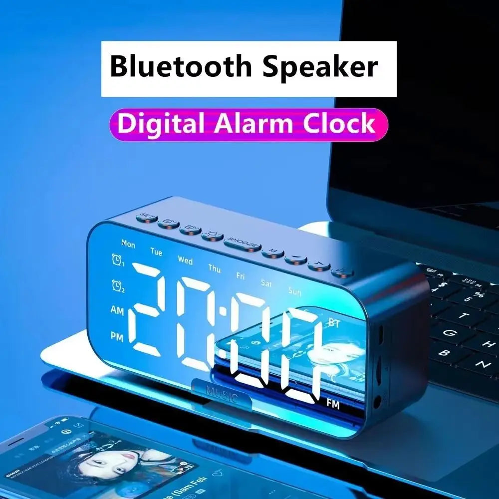 5-in-1 Smart Digital Alarm Clock with Bluetooth Speaker, FM Radio & Phone Stand