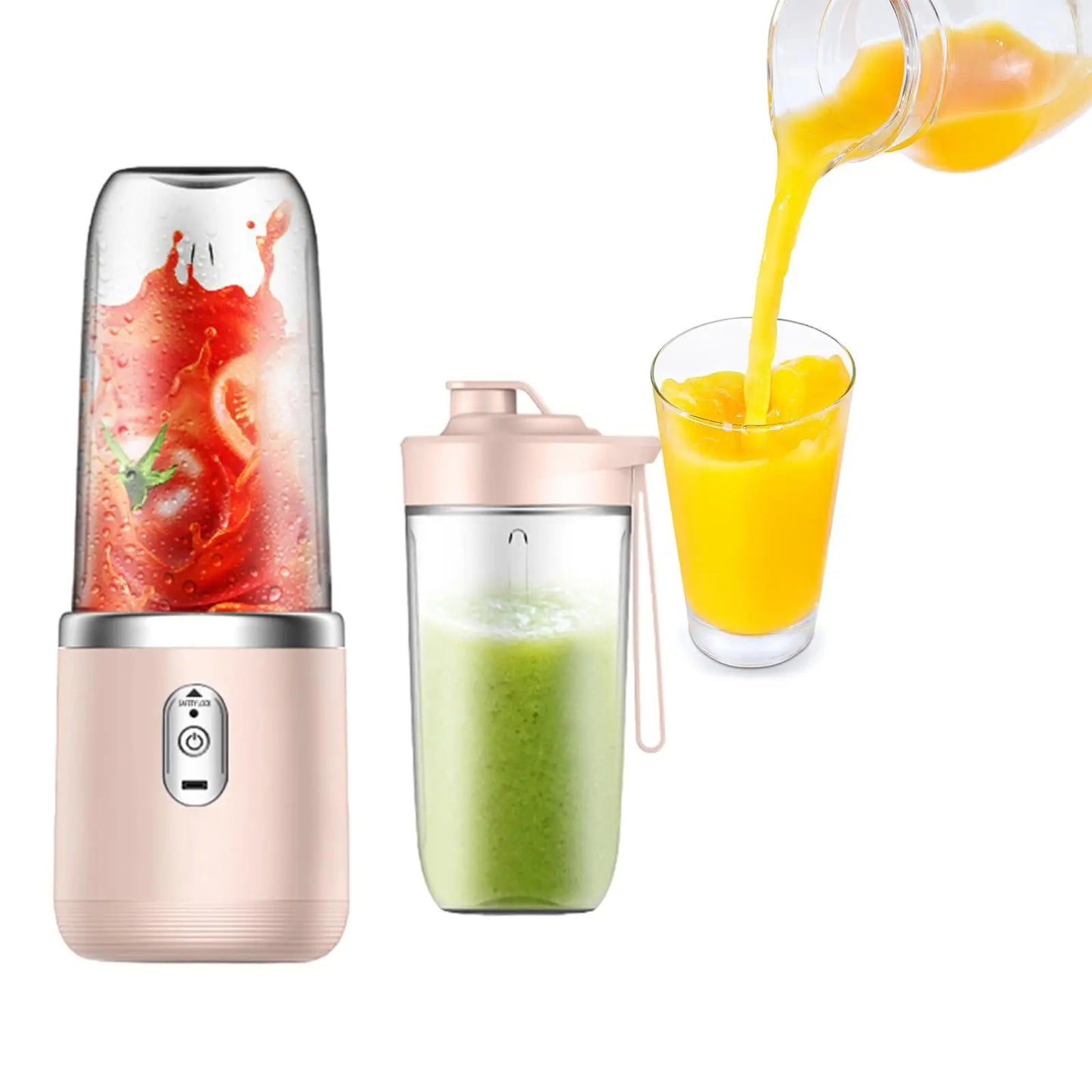 USB Rechargeable Mini Portable Juicer Blender – Personal Smoothie Maker, Travel Fruit & Vegetable Mixer Bottle