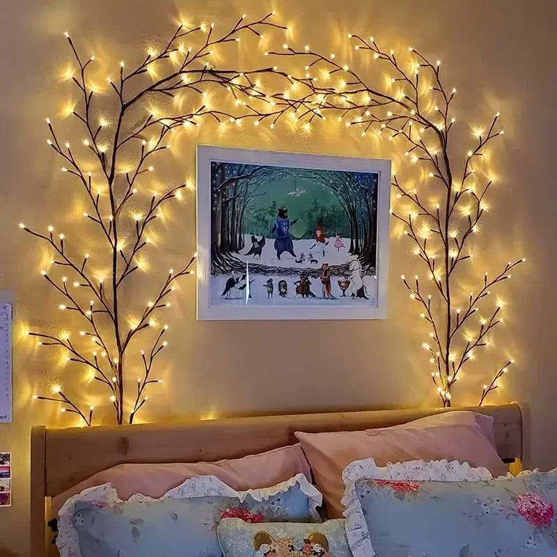 1.6 Metre 72 LED 8 Modes Branch Rattan Strip Lights – USB Powered DIY Tree Vine Wall Lamp for Home & Festive Decoration