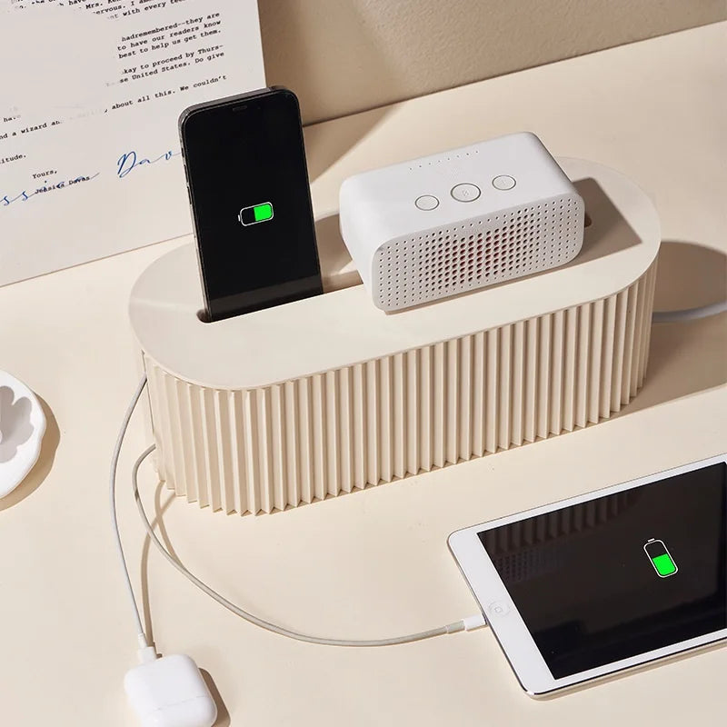 Nordic Cable Organizer Box – Power Strip, WiFi Router & Cable Management Shelf