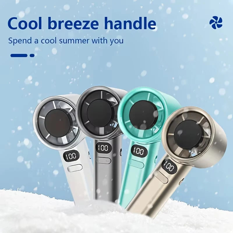 Mini Turbo Handheld Fan – 120 Adjustable Speeds, Digital LED Display & USB Rechargeable