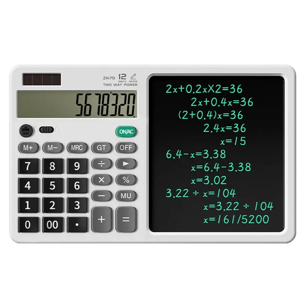 12-Digit Portable Calculator with LCD Writing Tablet | 2-in-1 Digital Notepad