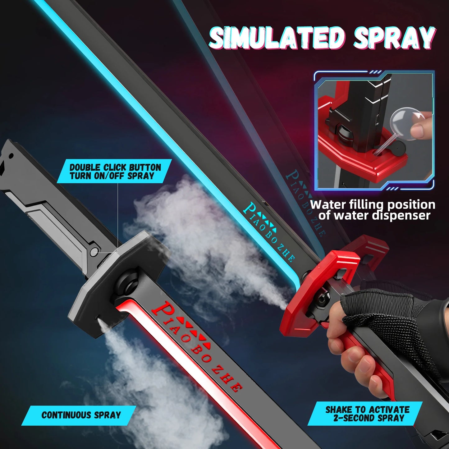 LED Laser Sword with Smoke Effect, Multi-Color Lights & Sound Effects