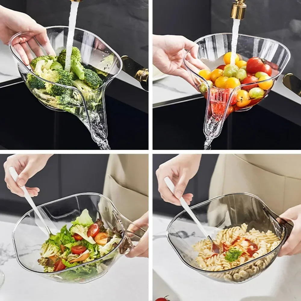 2-in-1 Multifunctional Fruit & Vegetable Washing Drain Basket – Kitchen Sink Colander Bowl for Salad, Pasta & Food Straining | Home Kitchen Drainer Bowl