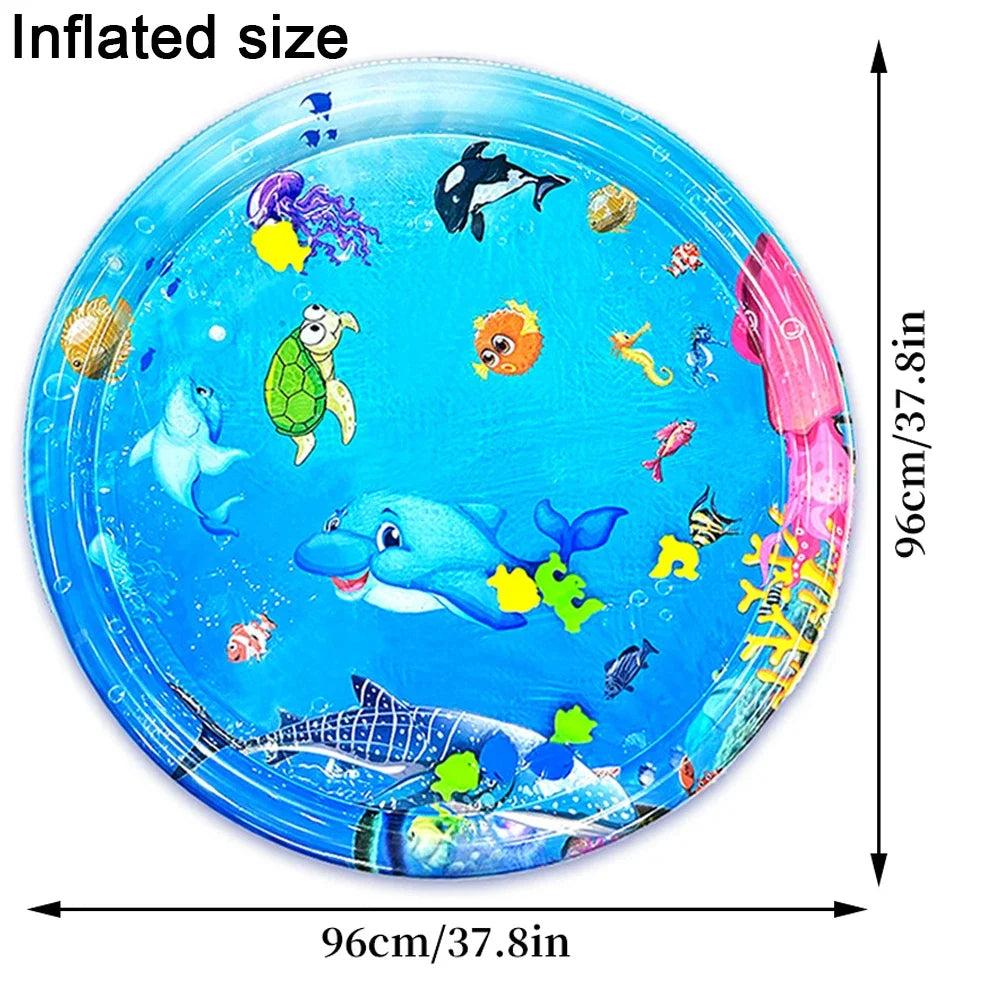 Dolphin Inflatable Baby Water Play Mat – 96cm PVC Tummy Time Activity Mat for Toddlers & Kids Early Learning Toy
