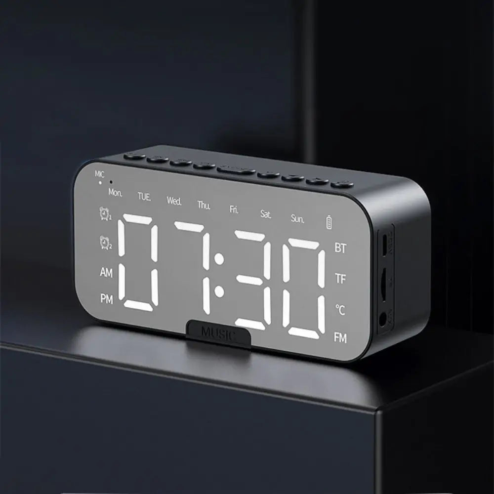 5-in-1 Smart Digital Alarm Clock with Bluetooth Speaker, FM Radio & Phone Stand