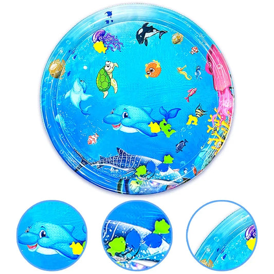 Dolphin Inflatable Baby Water Play Mat – 96cm PVC Tummy Time Activity Mat for Toddlers & Kids Early Learning Toy