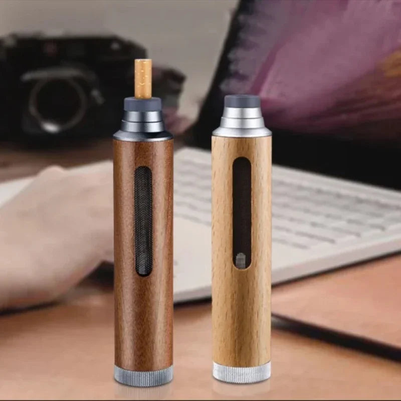 Portable Wooden Car Ashtray & Cigarette Holder – Dust-Free Anti-Ash Smoking Device