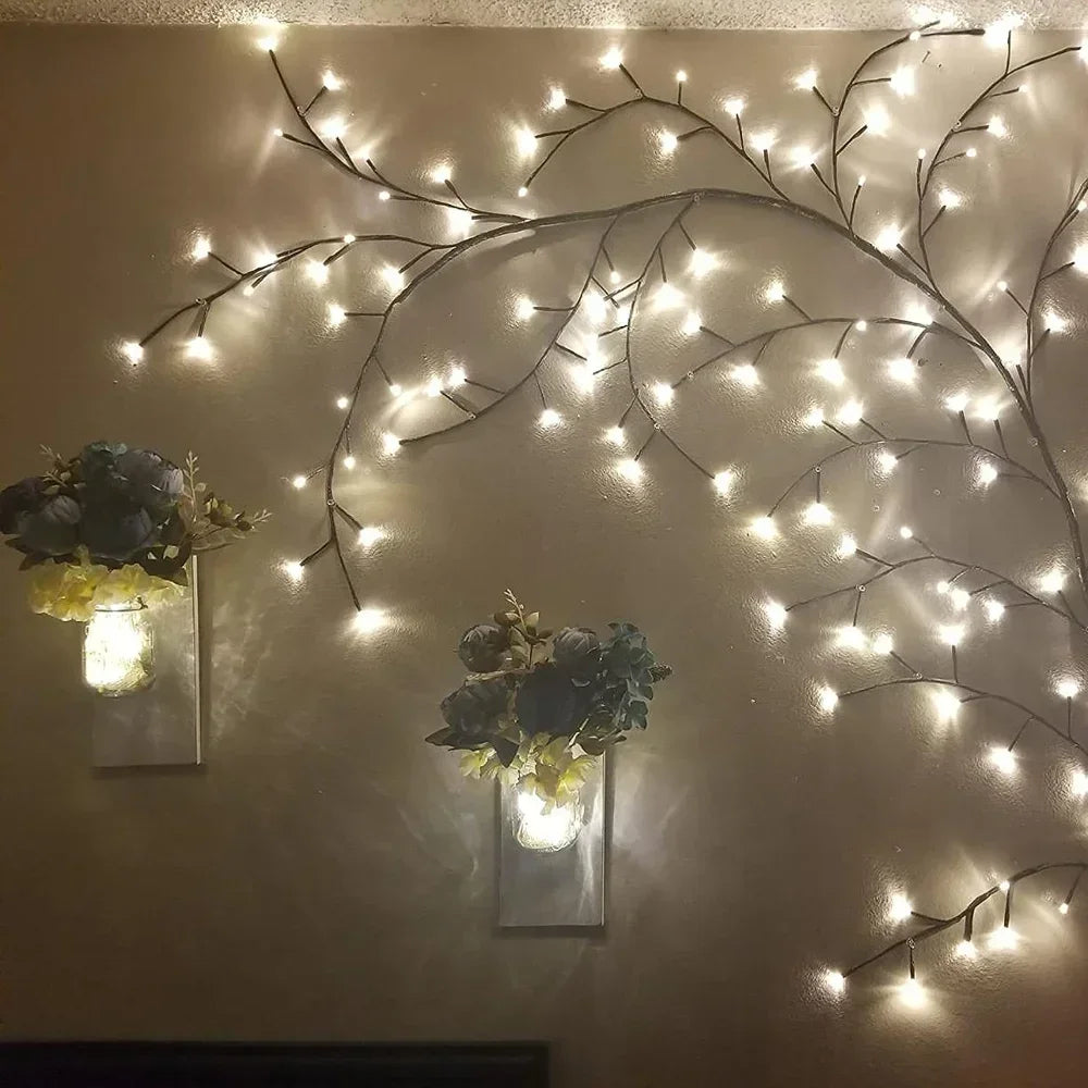 1.6 Metre 72 LED 8 Modes Branch Rattan Strip Lights – USB Powered DIY Tree Vine Wall Lamp for Home & Festive Decoration