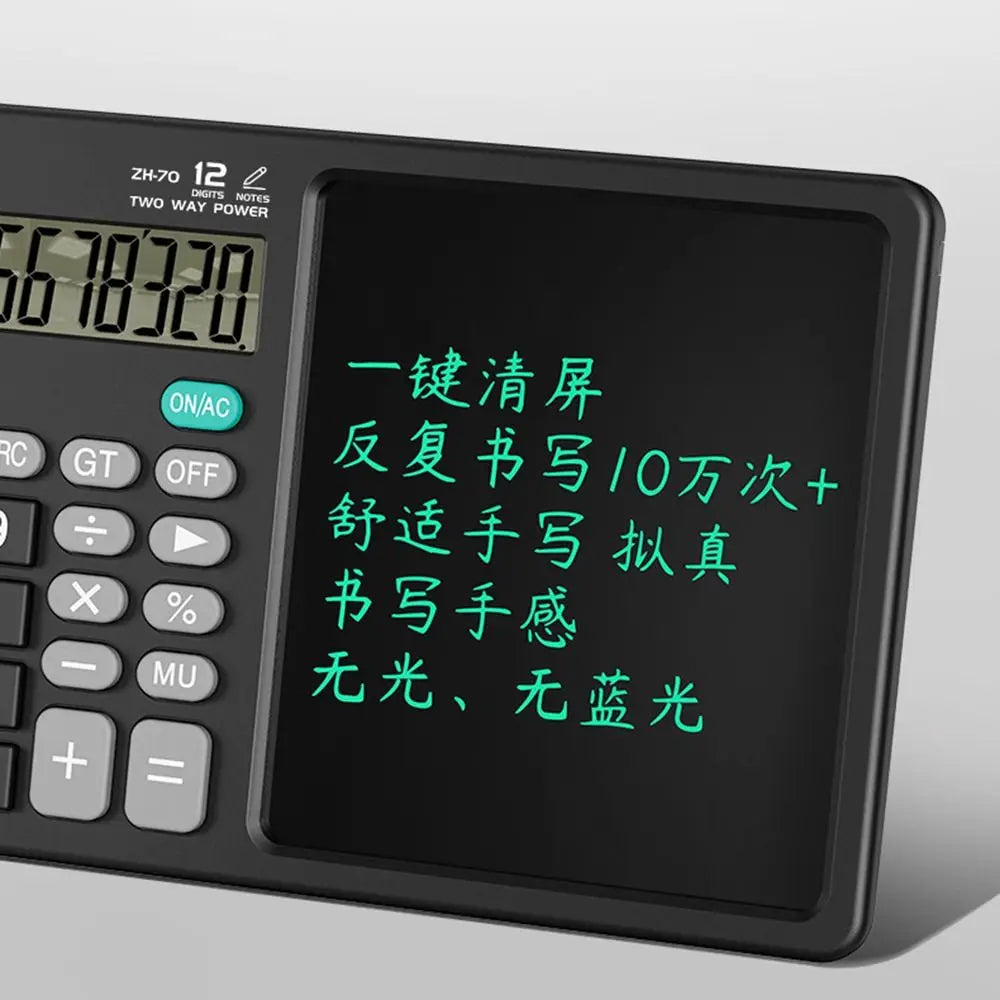 12-Digit Portable Calculator with LCD Writing Tablet | 2-in-1 Digital Notepad