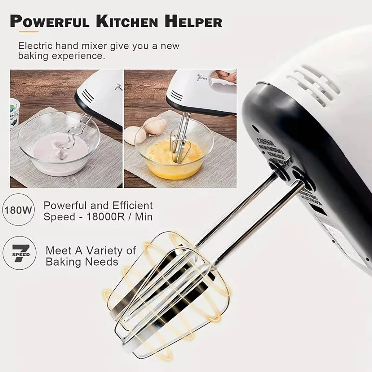 7-Speed Handheld Electric Egg Beater – Mini Automatic Mixer for Eggs, Cream & Baking