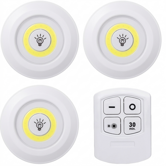 Battery Operated LED Puck Lights with Remote Control – Wireless Stick-On Under Cabinet & Closet Lights