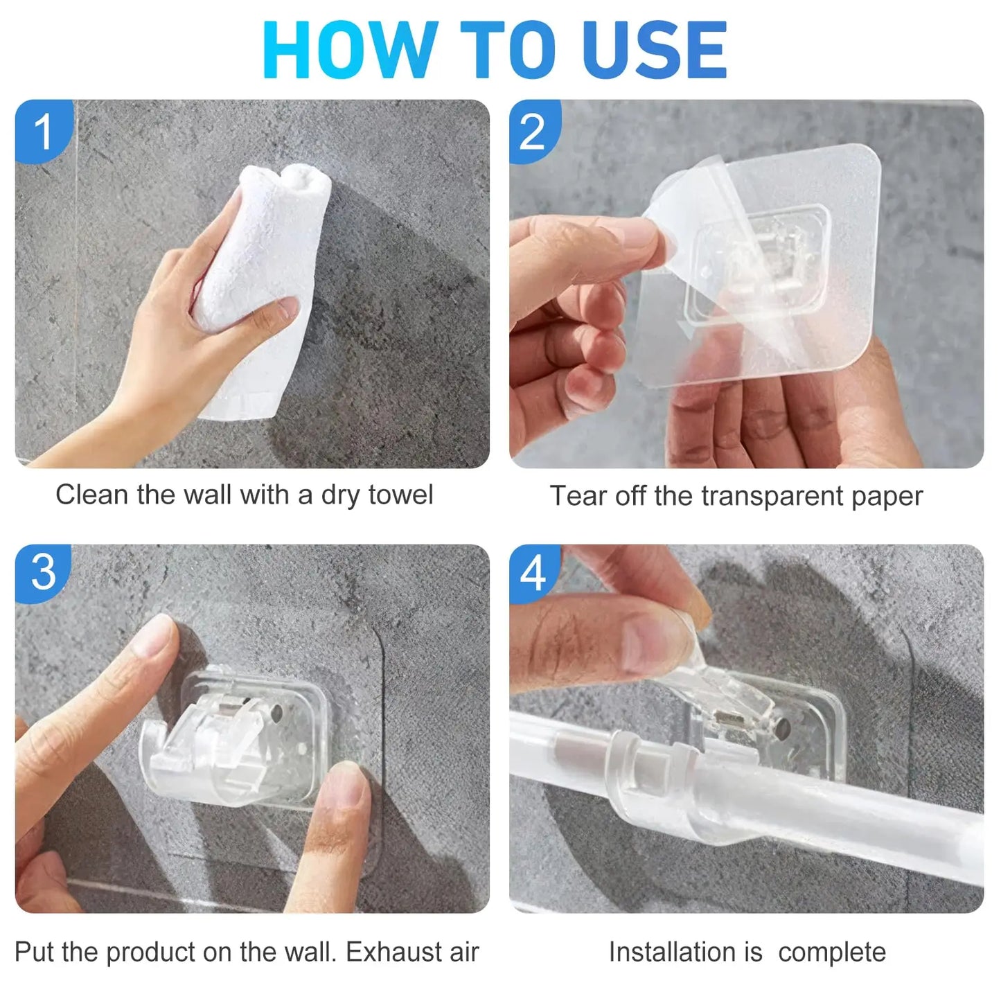 Self Adhesive Curtain Rod Holder – No Drill Adjustable Curtain Rod Brackets