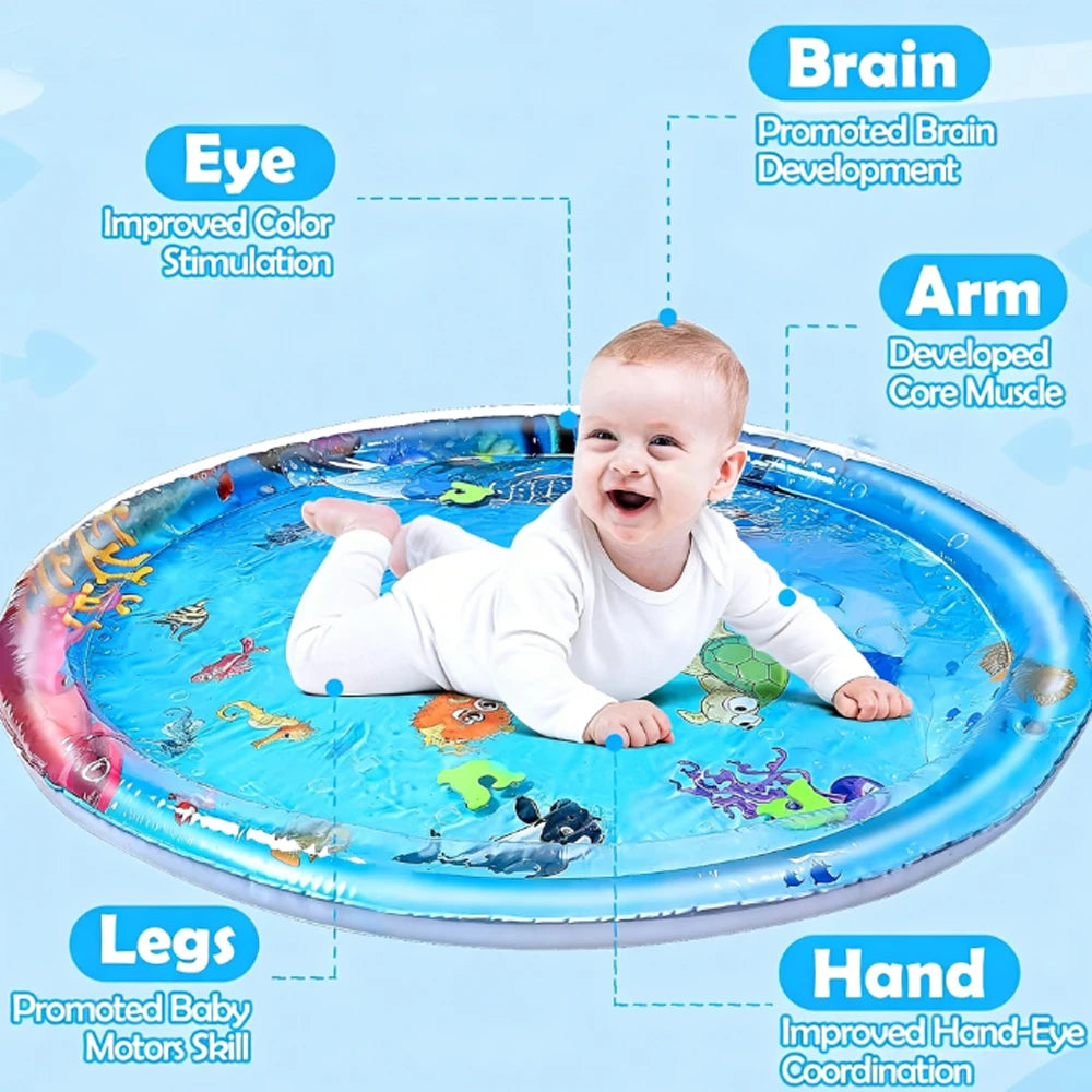 Dolphin Inflatable Baby Water Play Mat – 96cm PVC Tummy Time Activity Mat for Toddlers & Kids Early Learning Toy