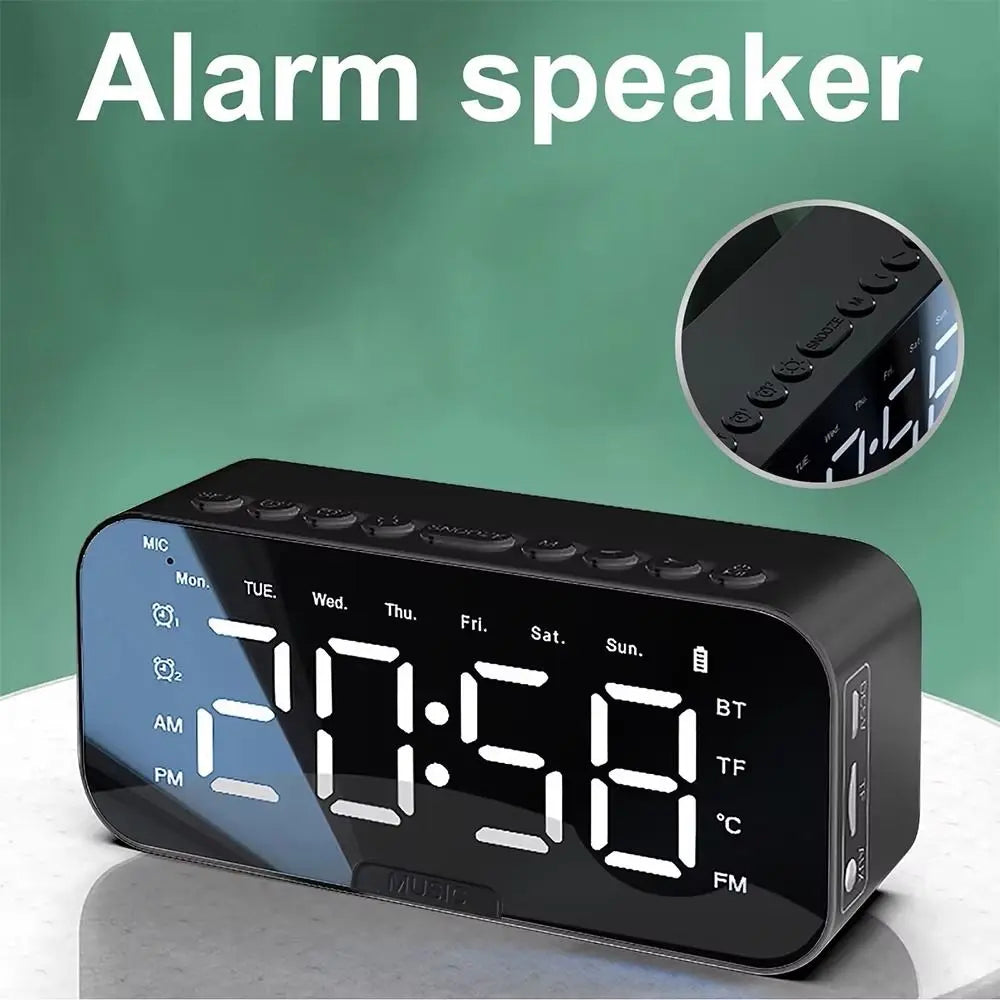 5-in-1 Smart Digital Alarm Clock with Bluetooth Speaker, FM Radio & Phone Stand