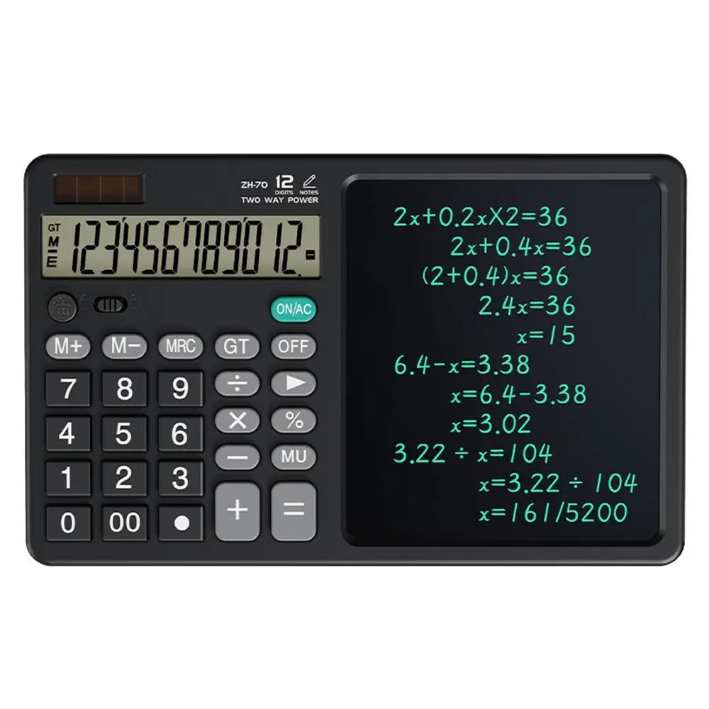12-Digit Portable Calculator with LCD Writing Tablet | 2-in-1 Digital Notepad