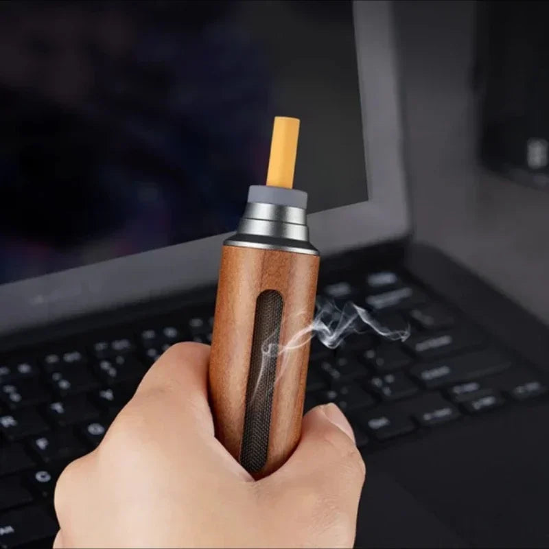 Portable Wooden Car Ashtray & Cigarette Holder – Dust-Free Anti-Ash Smoking Device
