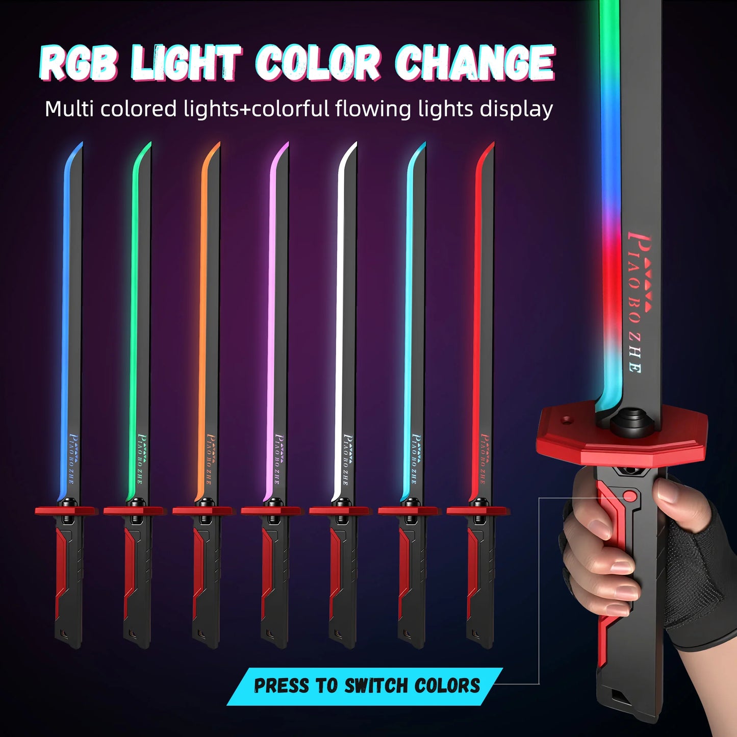 LED Laser Sword with Smoke Effect, Multi-Color Lights & Sound Effects