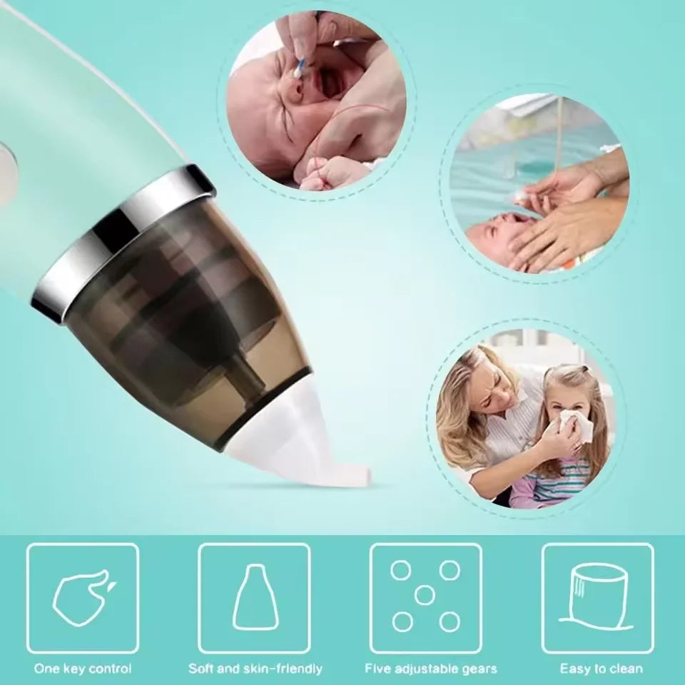 Electric Baby Nasal Aspirator – USB Rechargeable Nose Cleaner & Mucus Suction Machine for Infants, Toddlers & Kids