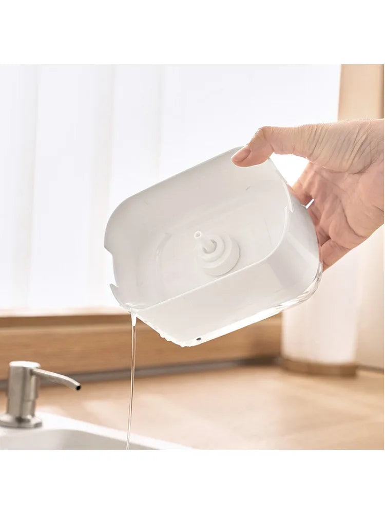 Automatic Soap Pump Dispenser with Sponge Holder – Kitchen & Bathroom Liquid Detergent Foam Box for Easy Cleaning