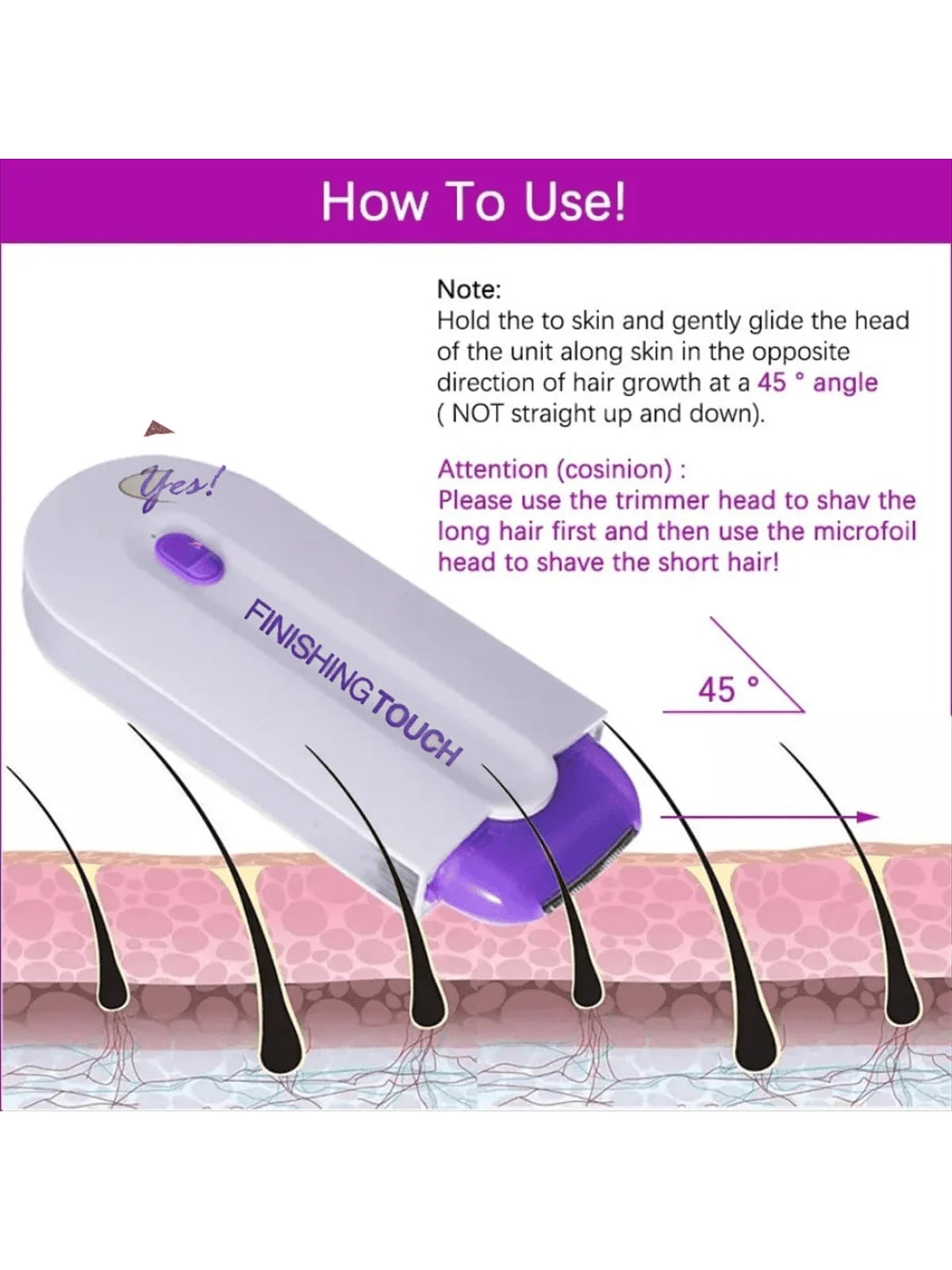 Finishing Touch Yes Hair Remover - Painless Face & Body Shaver