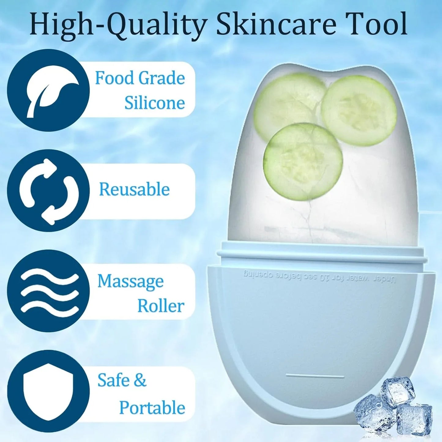 Ice Roller for Face & Eyes – Silicone Facial Ice Mold for Puffiness Relief, Skin Tightening & Face Massage Skincare Tool
