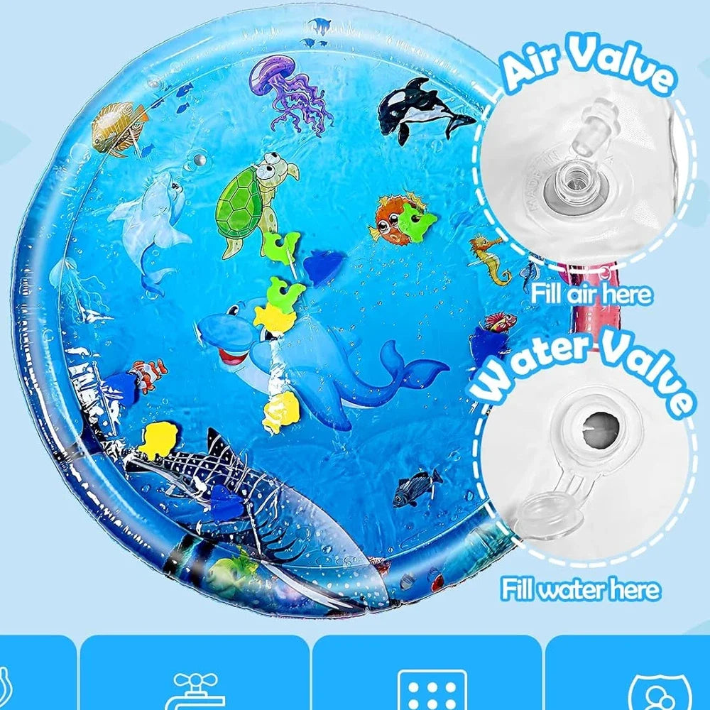 Dolphin Inflatable Baby Water Play Mat – 96cm PVC Tummy Time Activity Mat for Toddlers & Kids Early Learning Toy