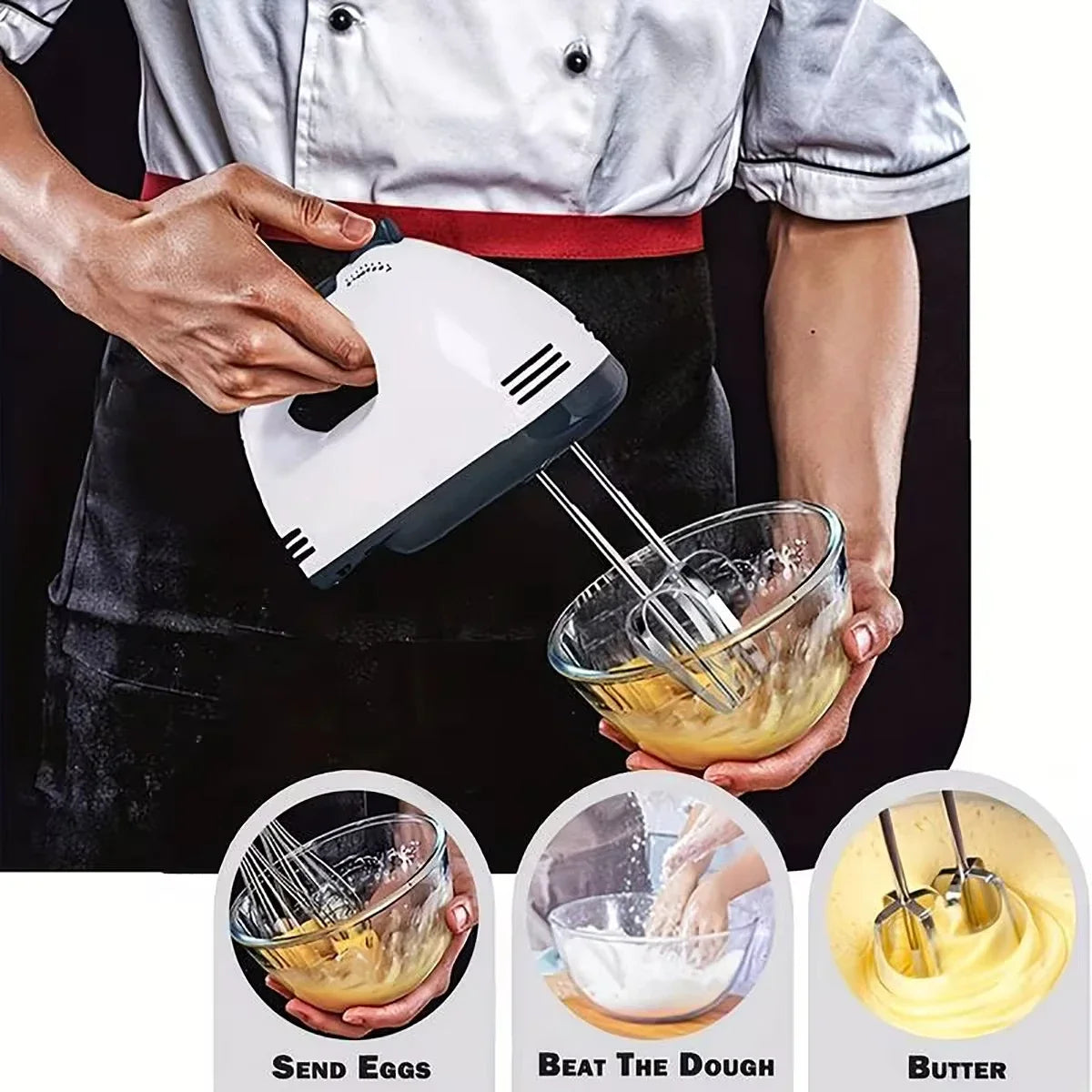 7-Speed Handheld Electric Egg Beater – Mini Automatic Mixer for Eggs, Cream & Baking