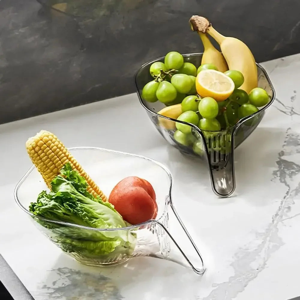 2-in-1 Multifunctional Fruit & Vegetable Washing Drain Basket – Kitchen Sink Colander Bowl for Salad, Pasta & Food Straining | Home Kitchen Drainer Bowl