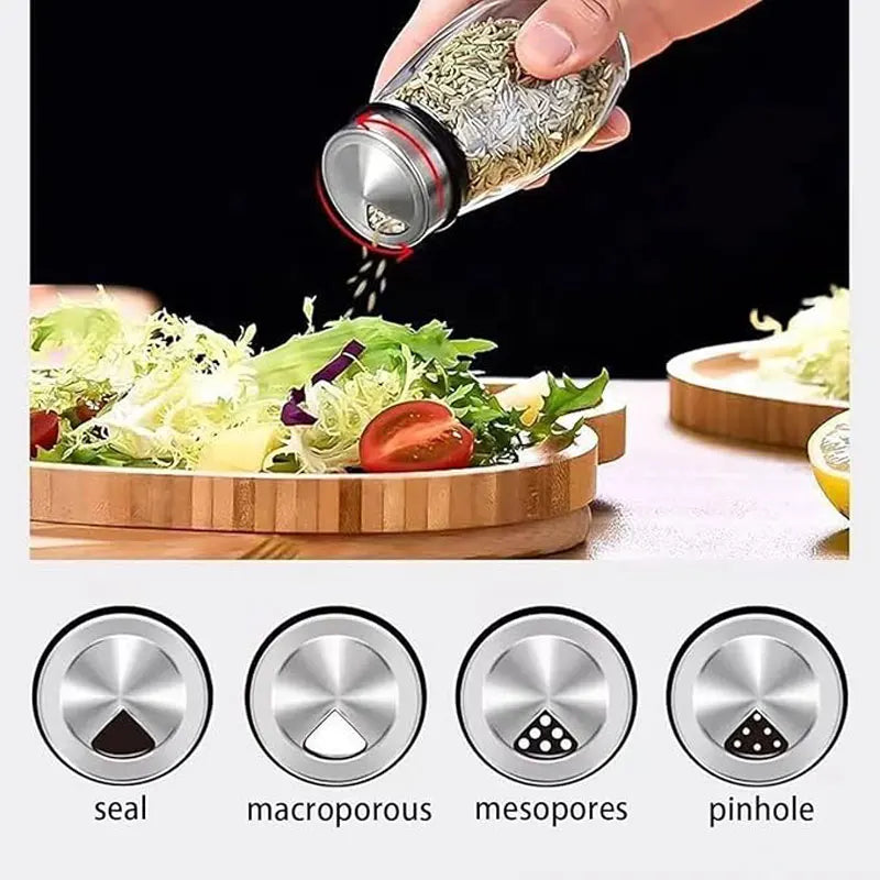 360° Rotating 6-Piece Glass Spice Jar Set