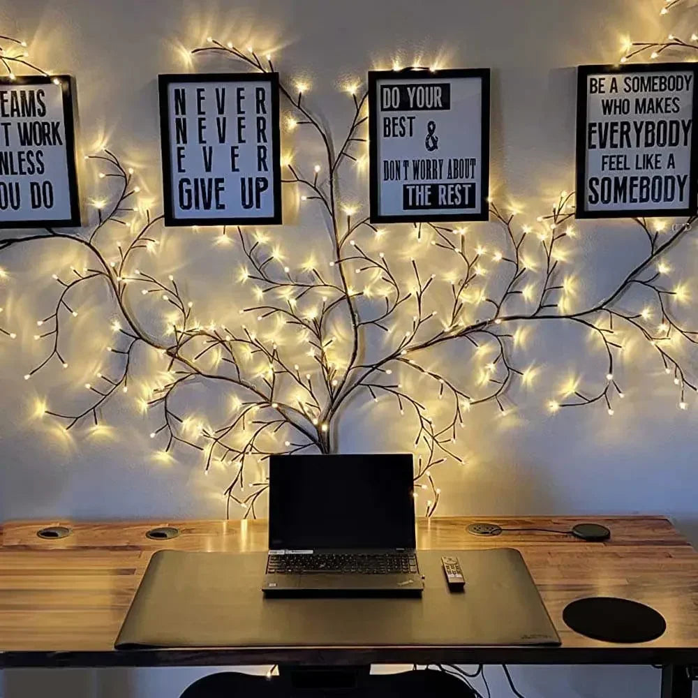1.6 Metre 72 LED 8 Modes Branch Rattan Strip Lights – USB Powered DIY Tree Vine Wall Lamp for Home & Festive Decoration