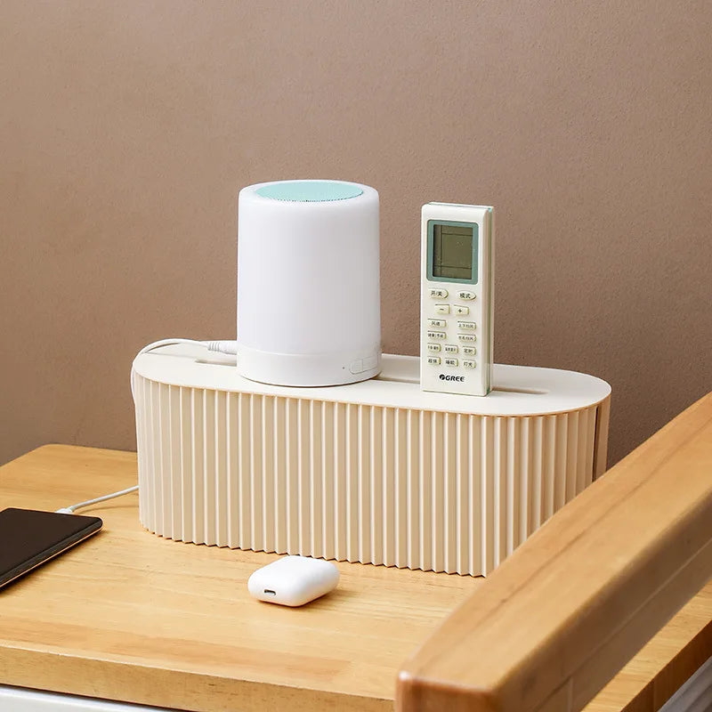 Nordic Cable Organizer Box – Power Strip, WiFi Router & Cable Management Shelf