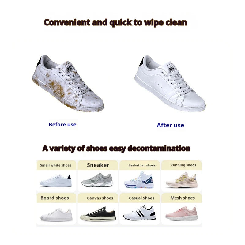 Portable Shoe Cleaner Wipes for Sneakers – Disposable Outdoor Cleaning Cloths for White Shoes & Travel Sneaker Care Kit