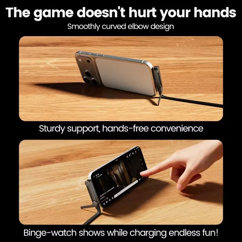 240W Type-C to Type-C Fast Charging Cable with Elbow Design & Foldable Phone Stand