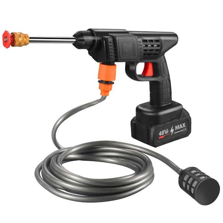 48V Cordless High Pressure Car Wash Gun – Portable Lithium Battery Hydraulic Spray Washer for Cars, Bikes & Home Cleaning
