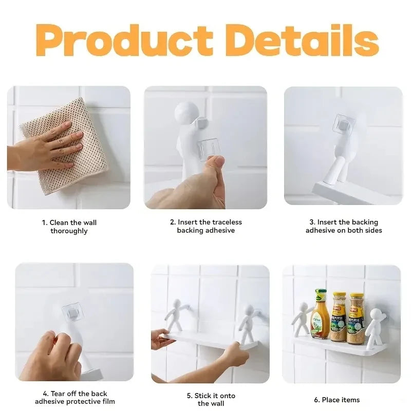 Self-Adhesive Wall-Mounted Character Shelf – No Drilling Required