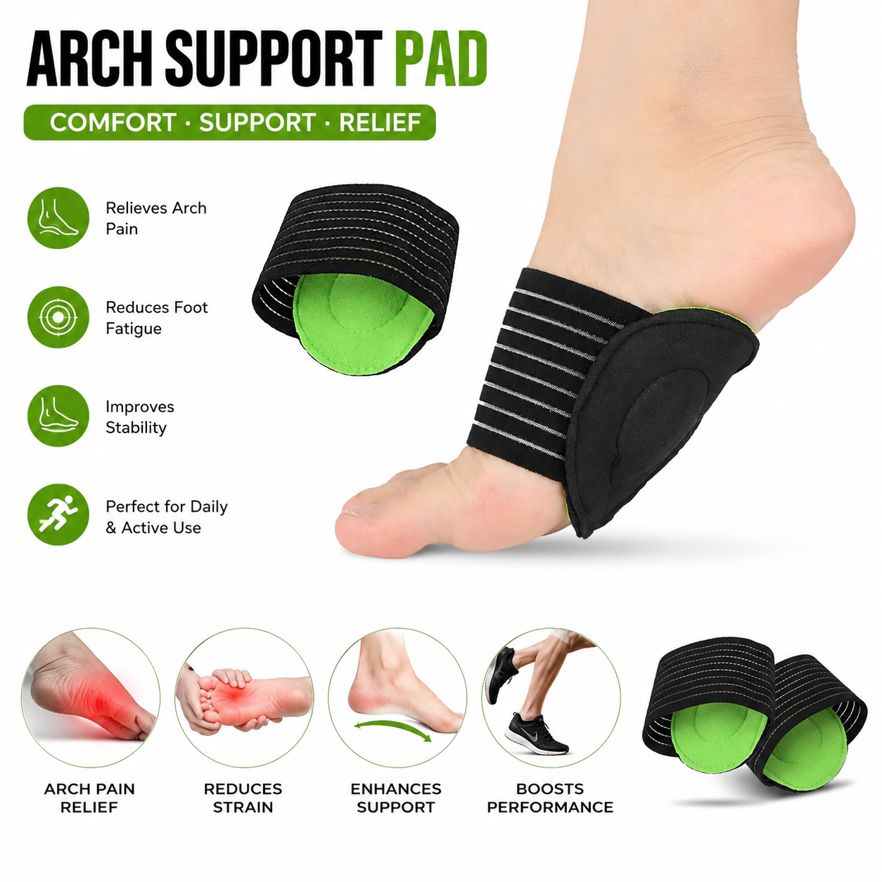 Orthotic Arch Support Insoles for Flat Feet – Half Shoe Orthopedic Inserts for Men & Women | Heel & Foot Pain Relief Pads