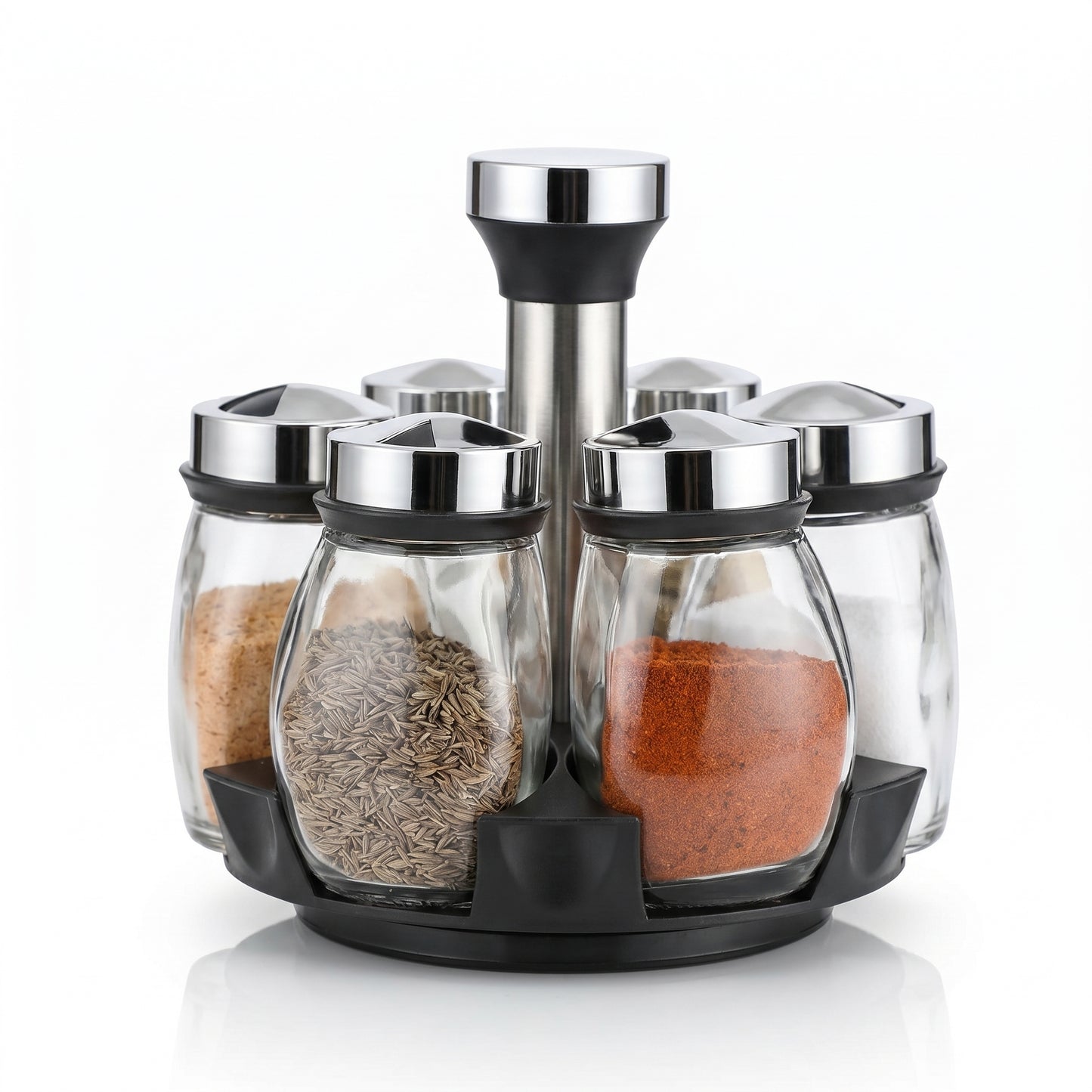 360° Rotating 6-Piece Glass Spice Jar Set