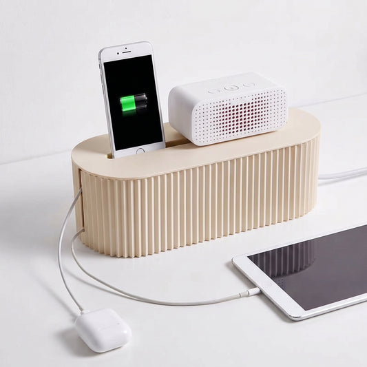 Nordic Cable Organizer Box – Power Strip, WiFi Router & Cable Management Shelf