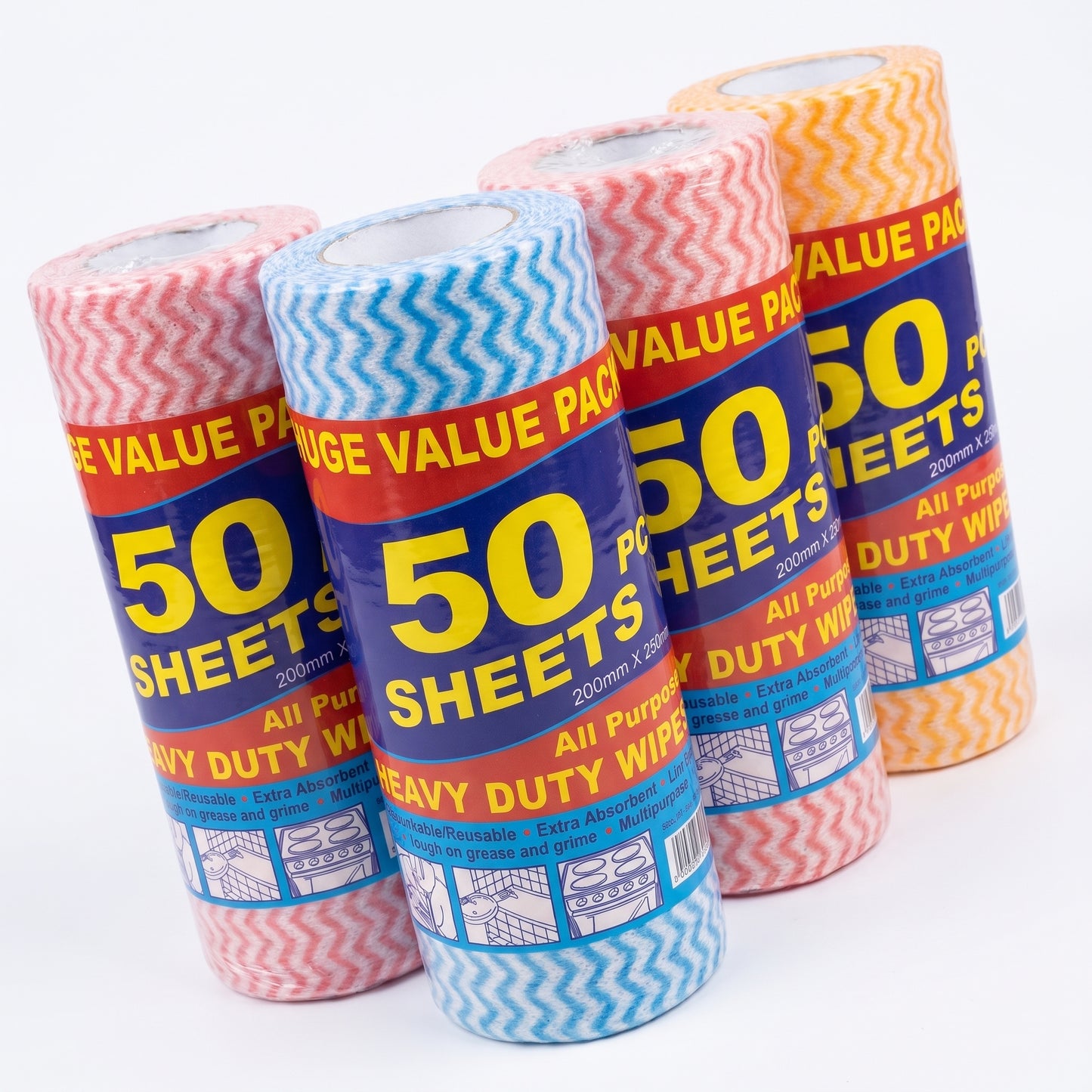 50-Piece Reusable All-Purpose Heavy Duty Wipes