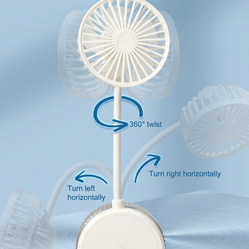 Suction Cup Wall Mounted Rechargeable Fan – 360° Rotating Mini Desk & Wall Fan