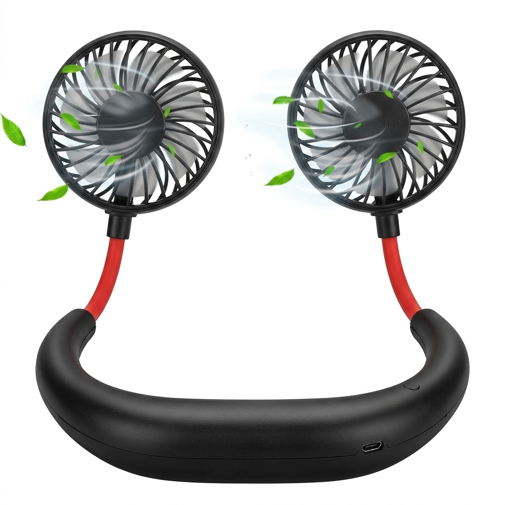 Rechargeable Neck Fan, Portable Hanging Neck Fan 360 Degree Rotation