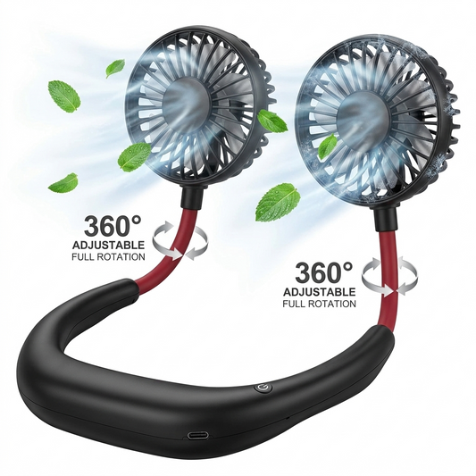 Rechargeable Neck Fan, Portable Hanging Neck Fan 360 Degree Rotation