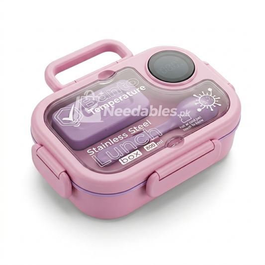 800ml Stainless Steel Bento Lunch Box with Temperature Sensor Lid – Random Color