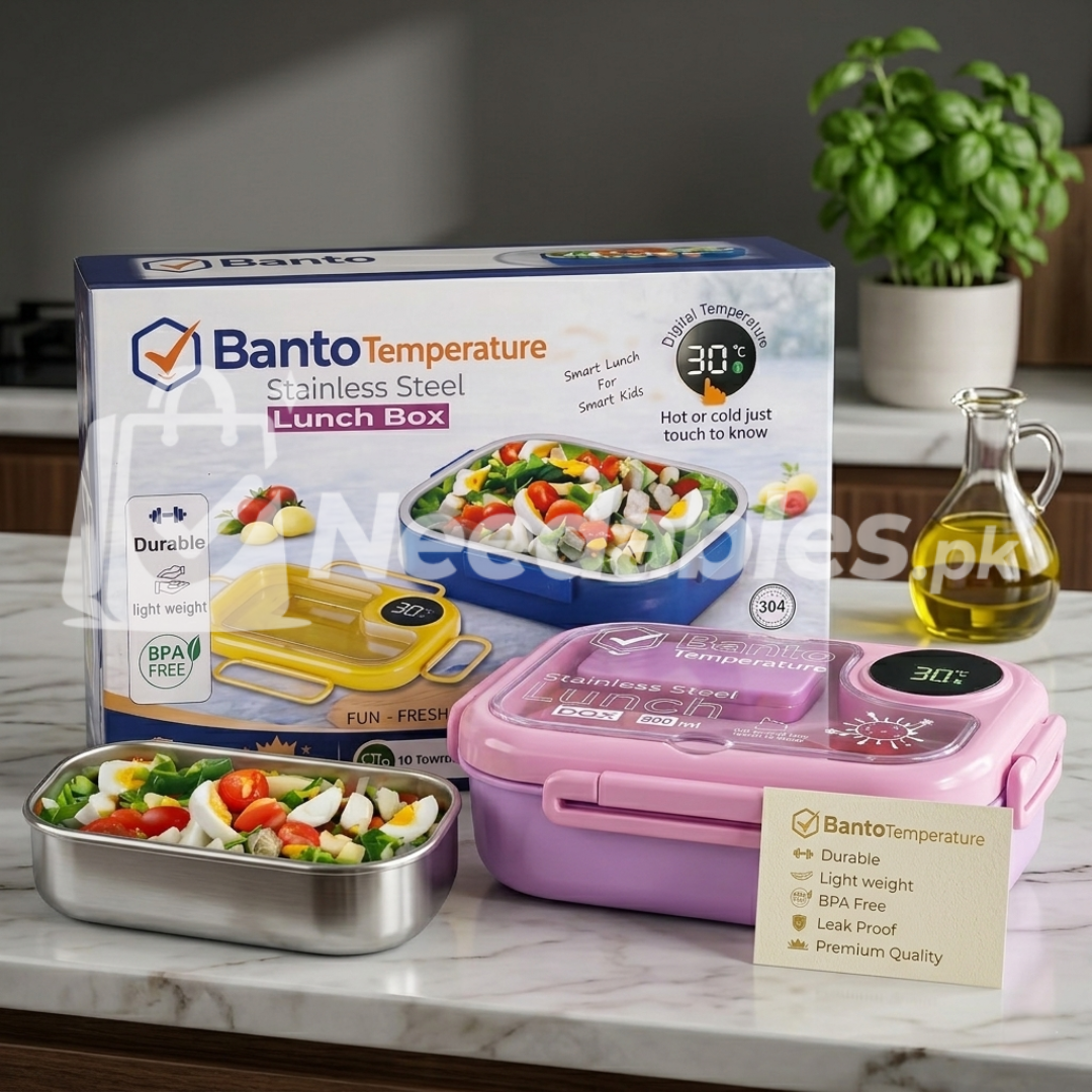 800ml Stainless Steel Bento Lunch Box with Temperature Sensor Lid – Random Color