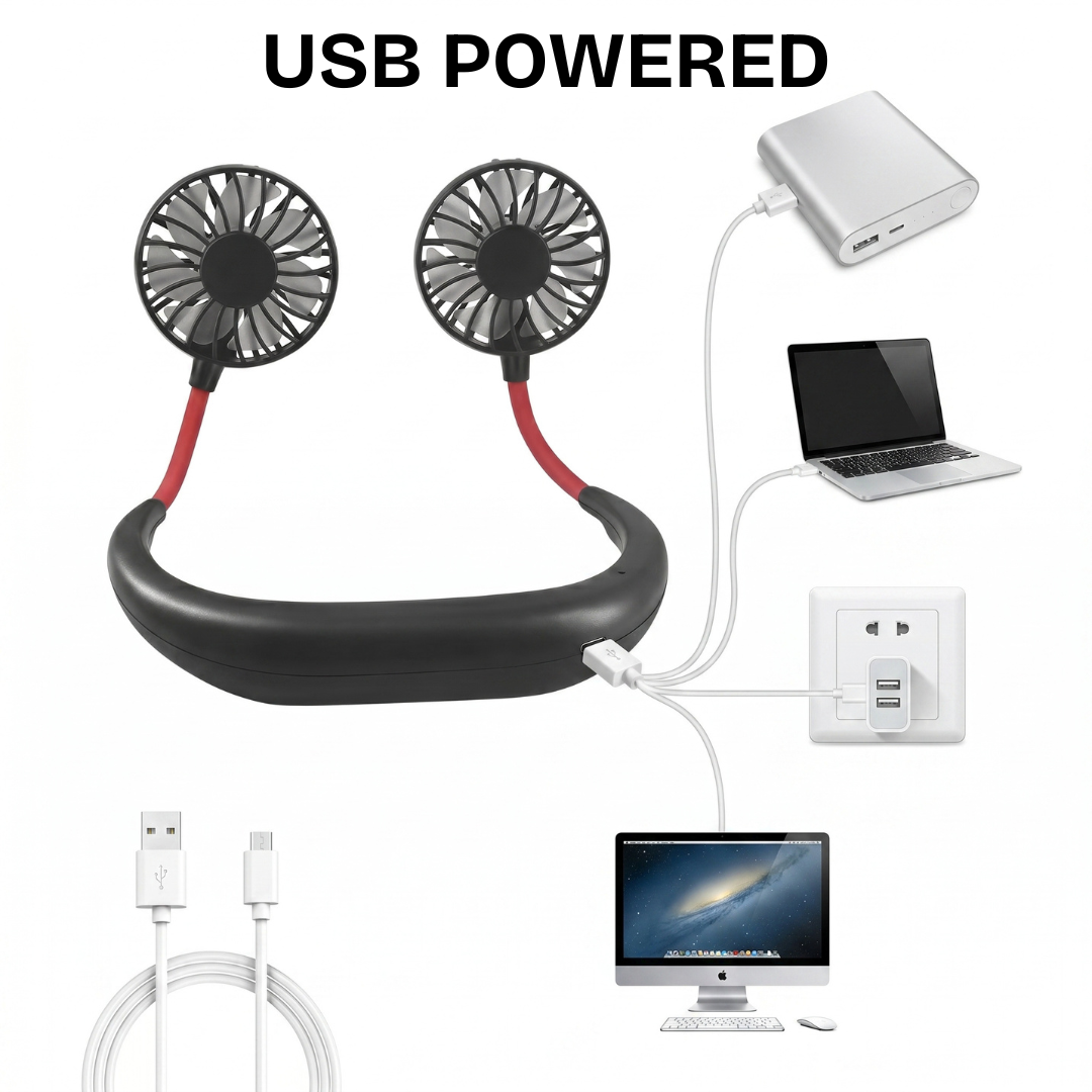 Rechargeable Neck Fan, Portable Hanging Neck Fan 360 Degree Rotation