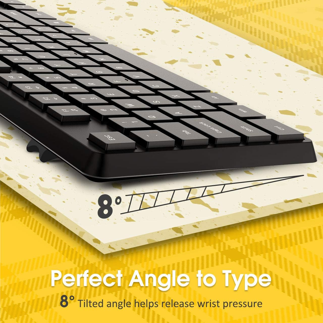 Wireless Keyboard Model PC230A Slim 2.4GHz USB Keyboard with Silent Keys Ergonomic & Battery Operated