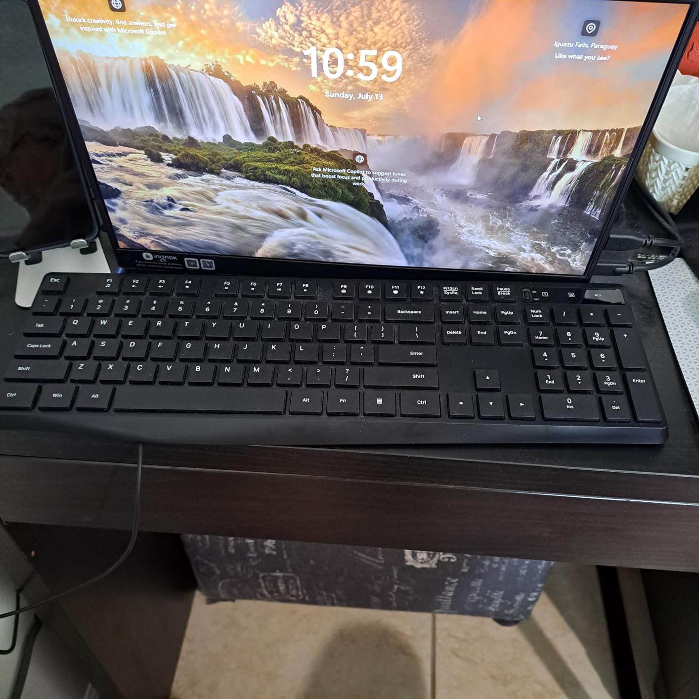 Wireless Keyboard Model PC230A Slim 2.4GHz USB Keyboard with Silent Keys Ergonomic & Battery Operated
